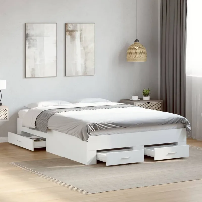 Bettgestell mit Schubladen bianco 120x200 cm derivato del legno