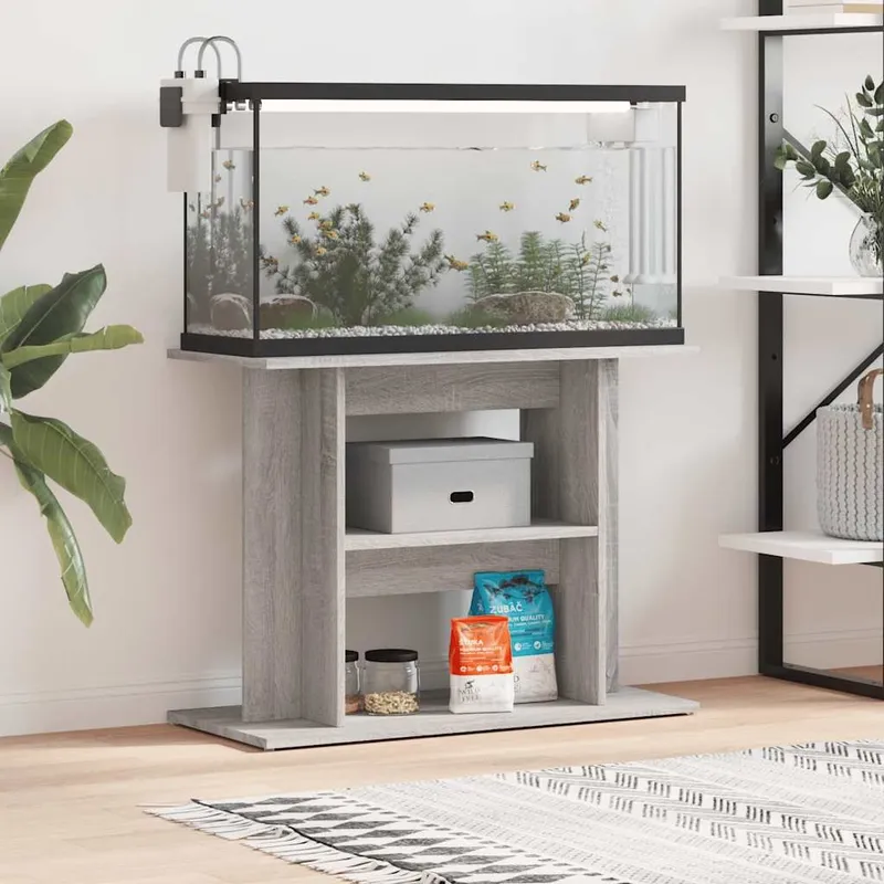 Support d'aquarium Gris Sonoma 80x35x60 cm Bois d'ingénierie