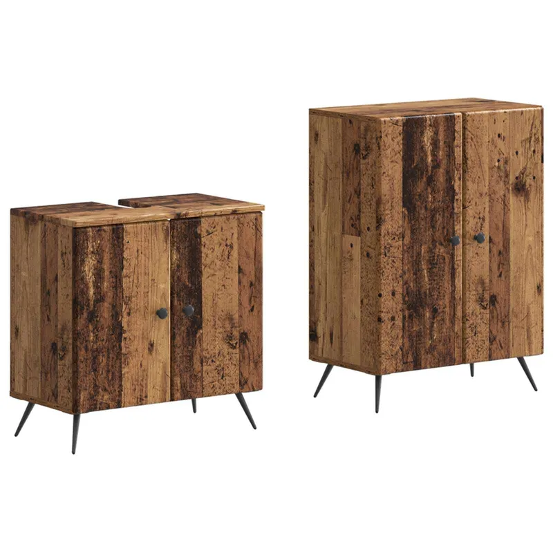 Ensemble de 2 meubles de salle de bain BREDA Bois ancien