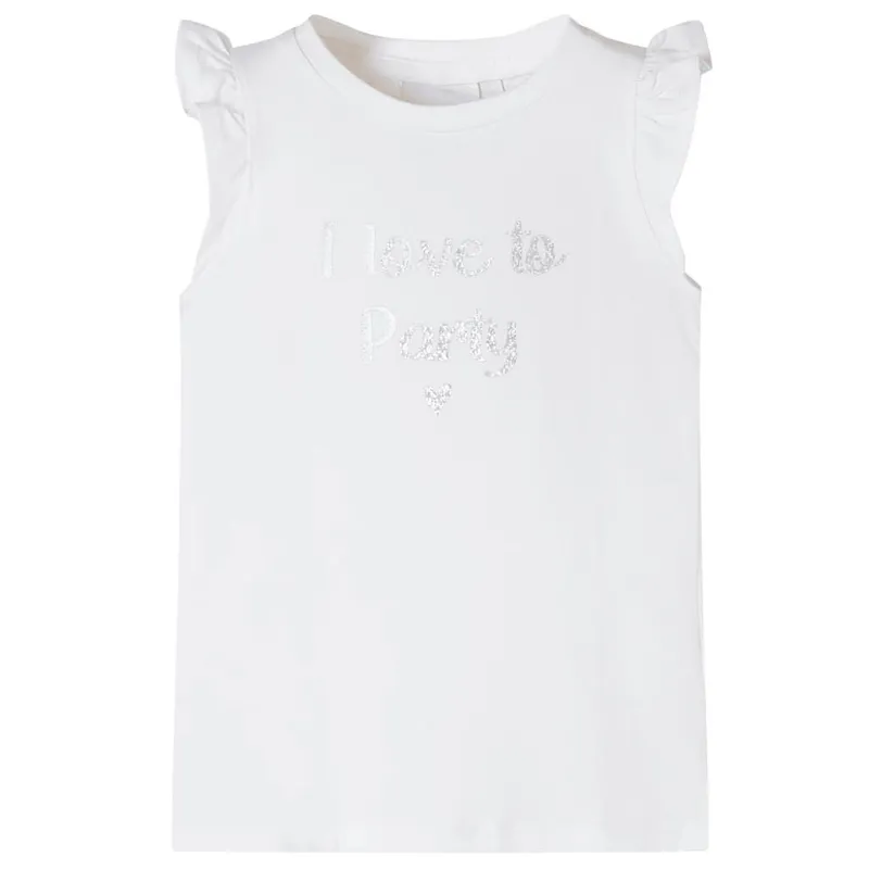 Kinder-T-Shirt mit Rüschenärmeln Weiß 116
