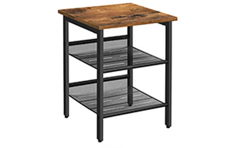 VASAGLE Beistelltisch mit 2 Gitterablagen 40 x 55 cm, Schwarz/Braun