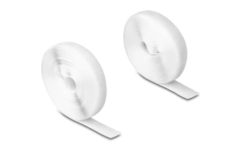 Delock Klettband 5 m x 20 mm avec Haft- et Flauschband blanc