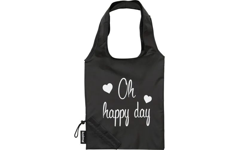 Kolma Einkaufstasche RPET «Oh happy day» Schwarz