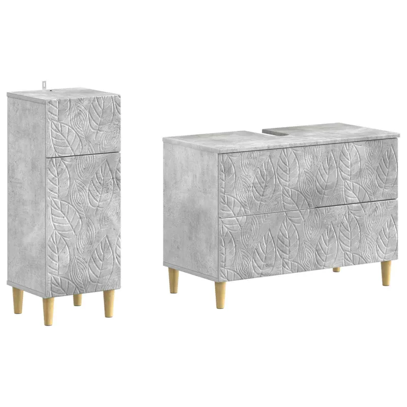 Ensemble de 2 meubles de salle de bain DELFT Gris béton