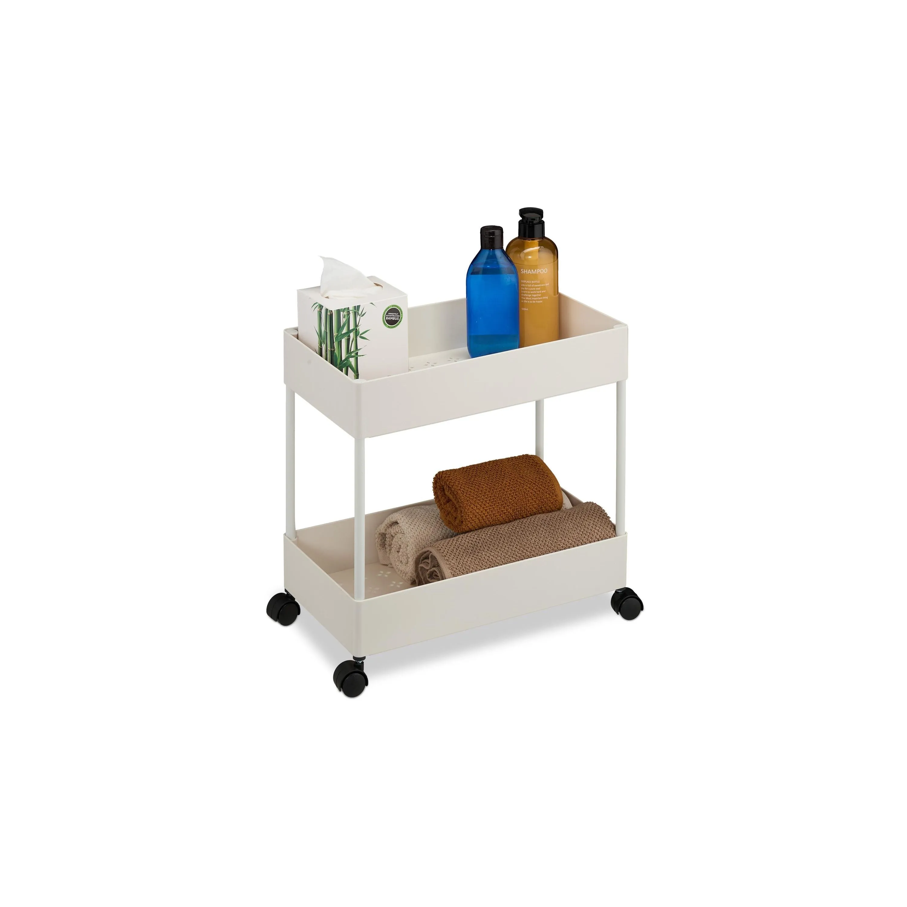 relaxdays Küchenwagen Rollwagen 39.5 x 38 x 21.5 cm, Weiss