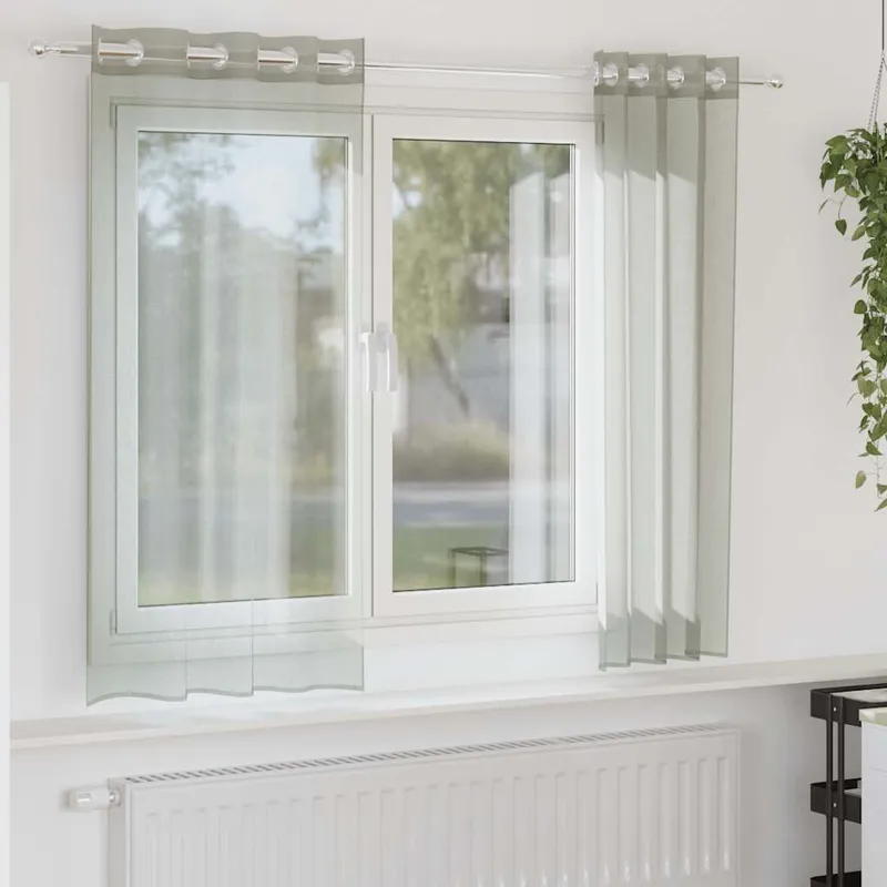 Voile Vorhänge con Ösen 2 pz. grigio chiaro 140x175 cm
