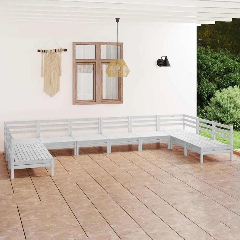 10-tlg. Garten-Lounge-Set bianco legno massiccio pino