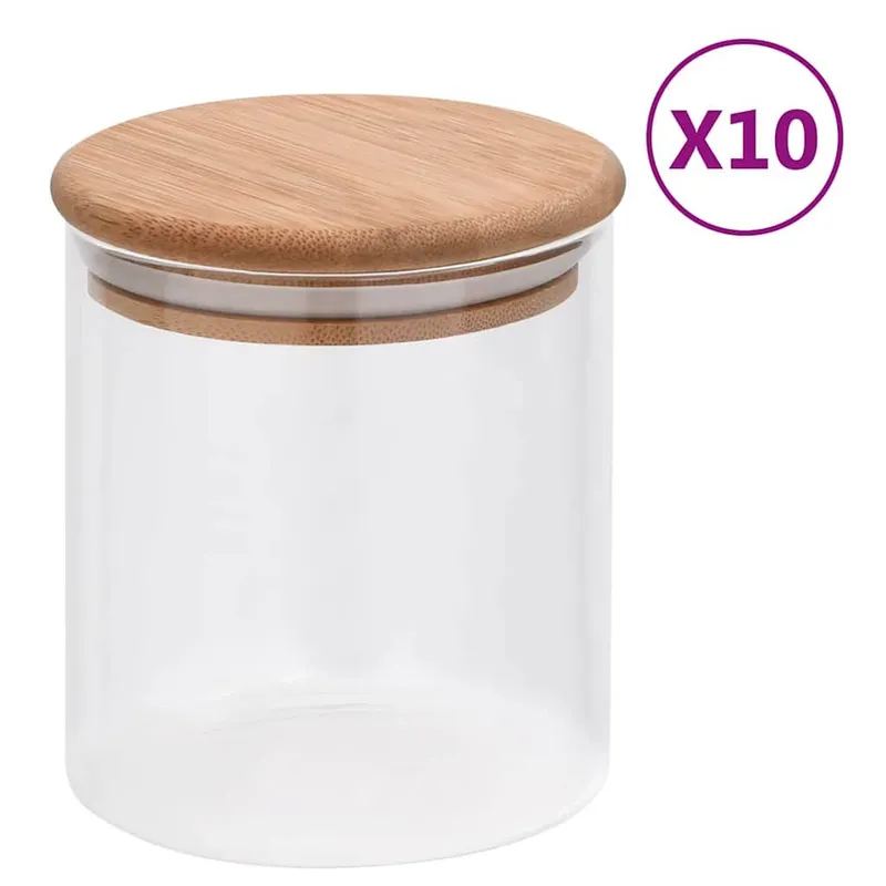 Vorratsgläser con Bambusdeckel 10 pz. 600 ml