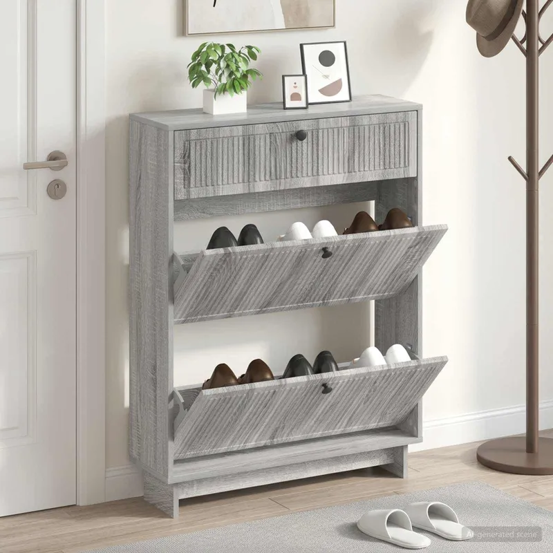 Schuhschrank EDE 78 x 24 x 103 cm Holzwerkstoff Sonoma-Grau
