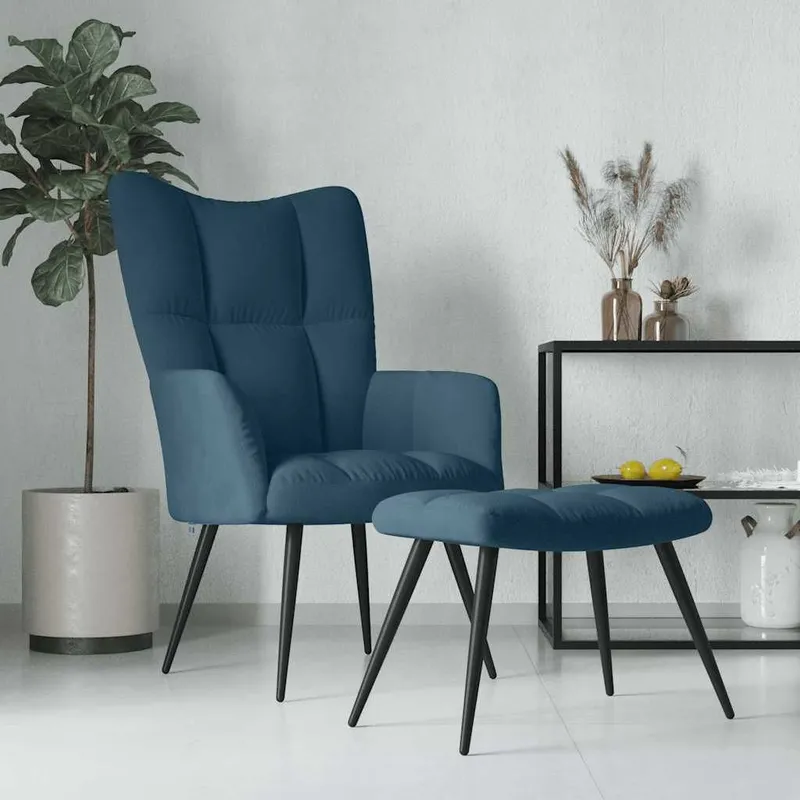 Relaxsessel mit Hocker blu Samt