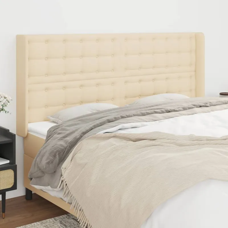 Kopfteil mit Ohren Creme 163x16x118/128 cm tessuto