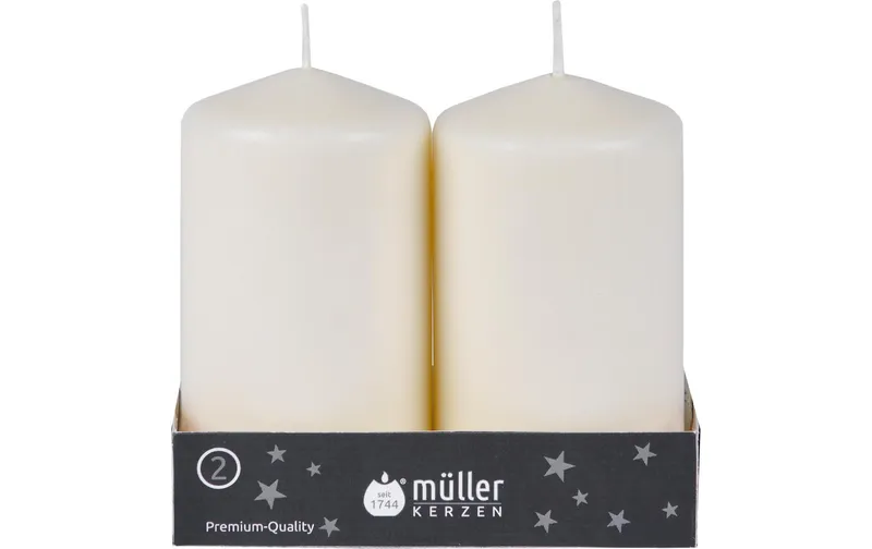 müller Kerzen Stumpenkerze Vanille, 2 pièces