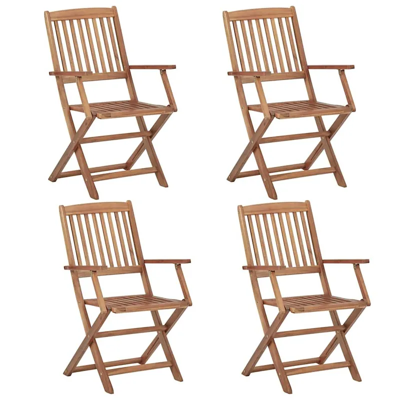 Klappstühle, 4 Stück, massives Akazienholz