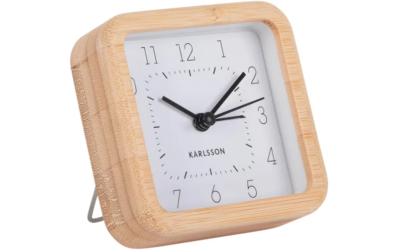KARLSSON Klassischer Wecker Neat Square Bambus / white