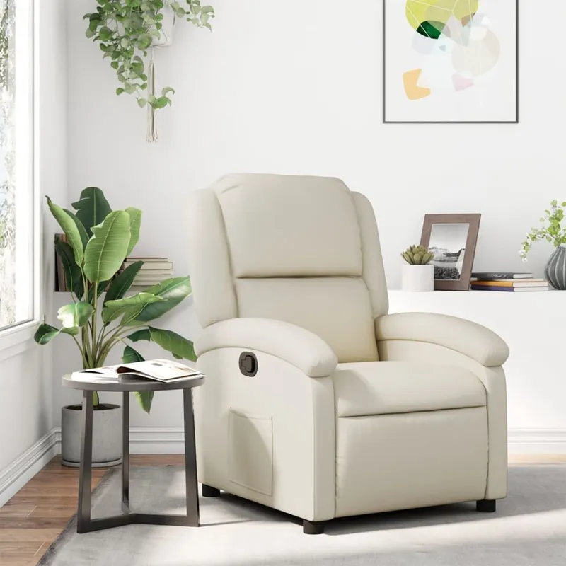 Fauteuil inclinable crème similicuir