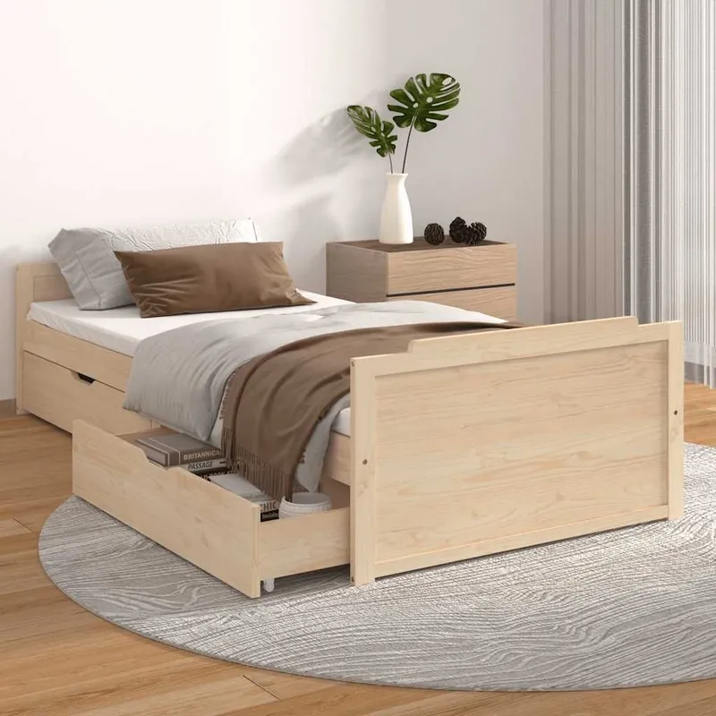 letto in legno massiccio con cassetti pino 90x200 cm
