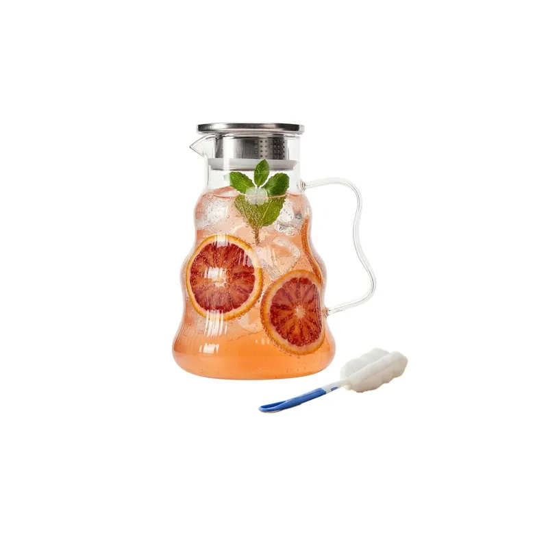 relaxdays Caraffa 1,688 l, Transparente/Argento
