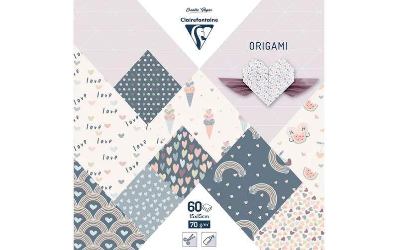 Clairefontaine Faltblätter Origami Little Love 70 g/m², 60 Blatt