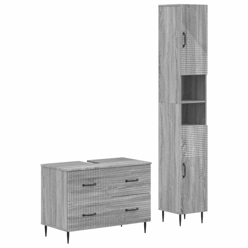 2-teiliges Badezimmer Schrank Set HAARLEM Sonoma-grigio