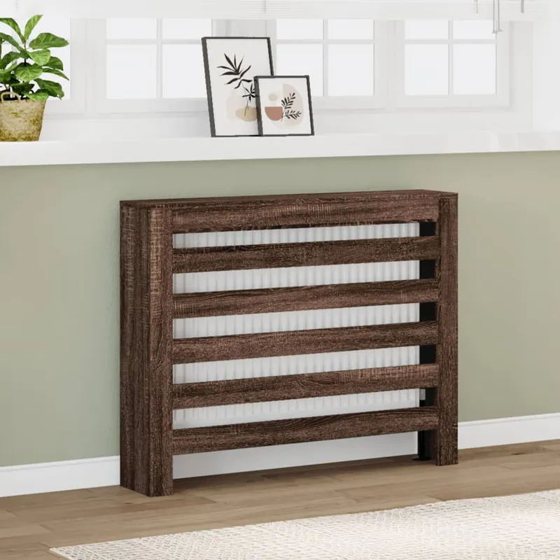 Cache-radiateur chêne marron 104x20x82 cm bois d'ingénierie