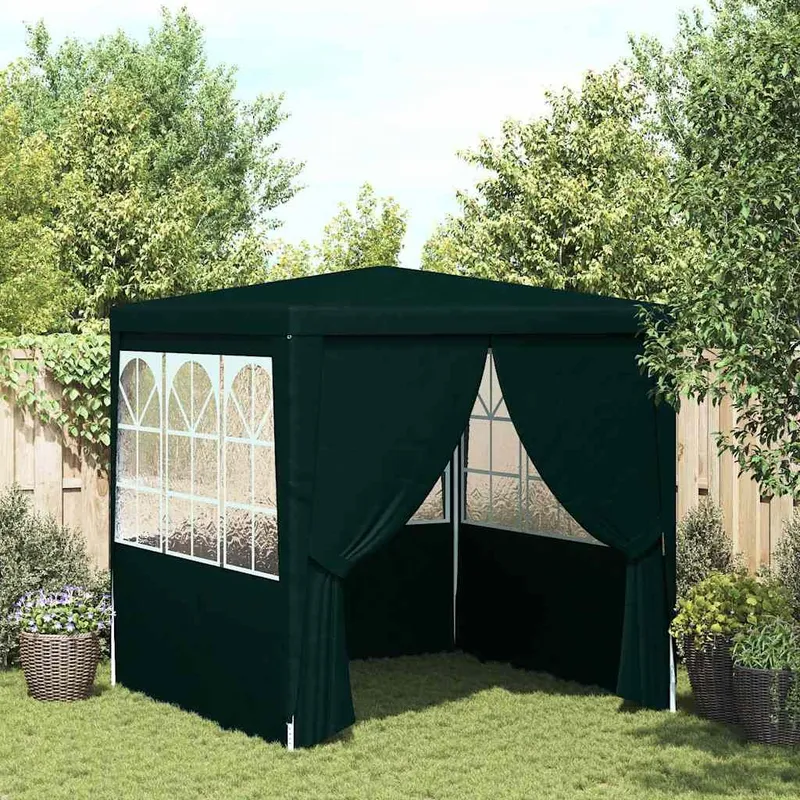 Profi-Partyzelt mit Seitenwänden 2,5×2,5m Grün 90 g/m²