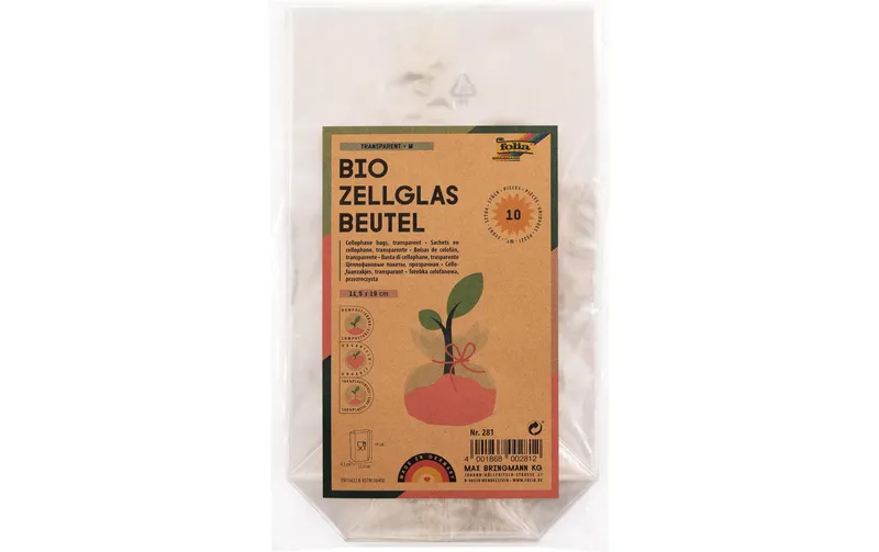 Folia Klarsichttüte Bio mit Boden 115 x 190 mm, 10 pezzi