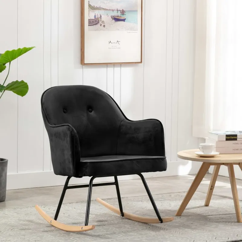 Schaukelstuhl black Samt
