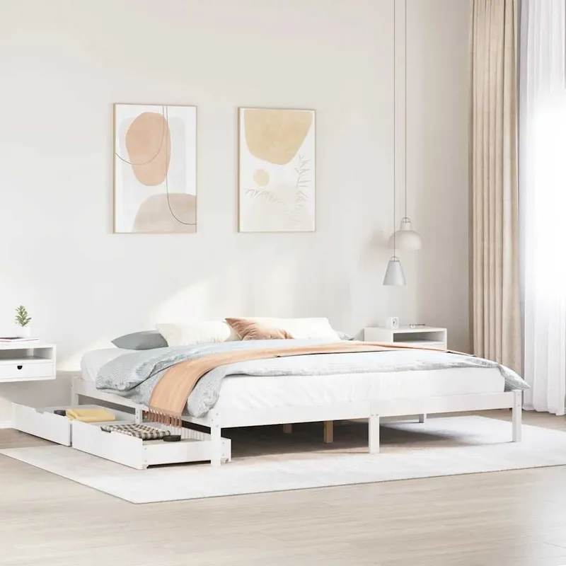 letto in legno massiccio senza materasso bianco 180x200 cm legno di pino