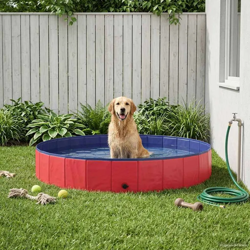 Hundepool Ø200 x 30 cm Dicker PVC Rot