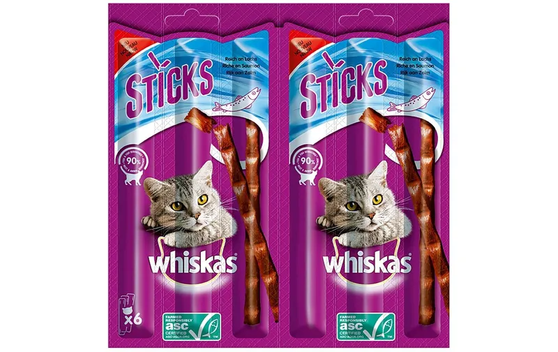 Whiskas Katzen-Snack Sticks Lachs, 6 x 6g