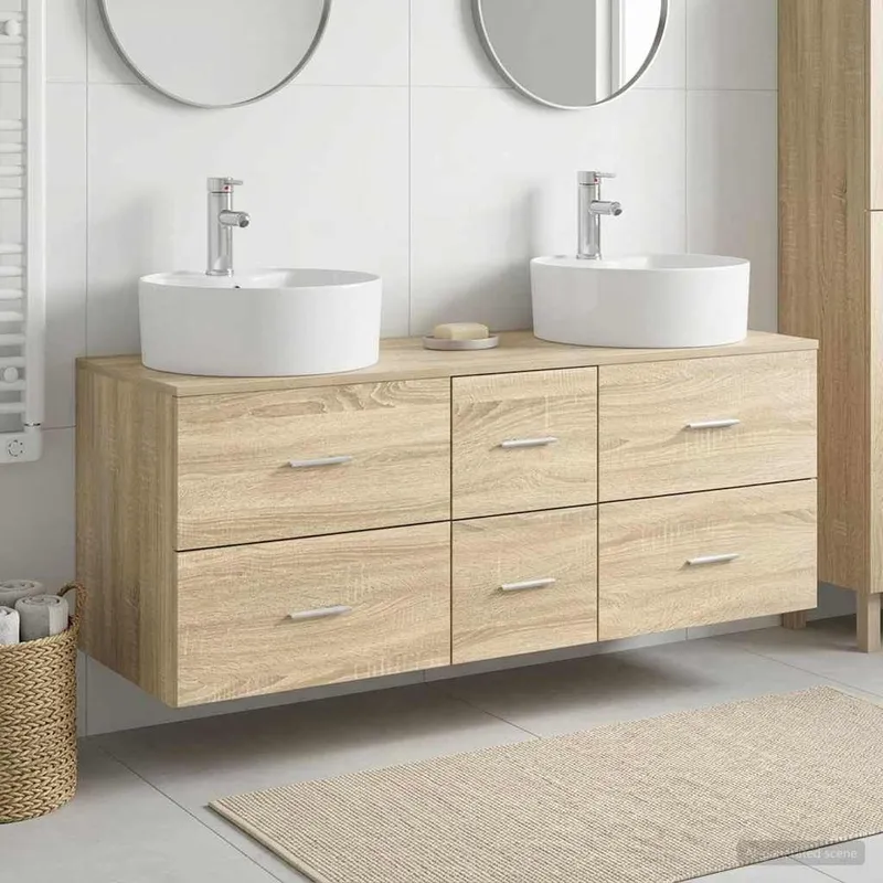 Badezimmermöbel-Set 3 stk. Sonoma-Eiche 49,5 x 44,5 x 65 cm