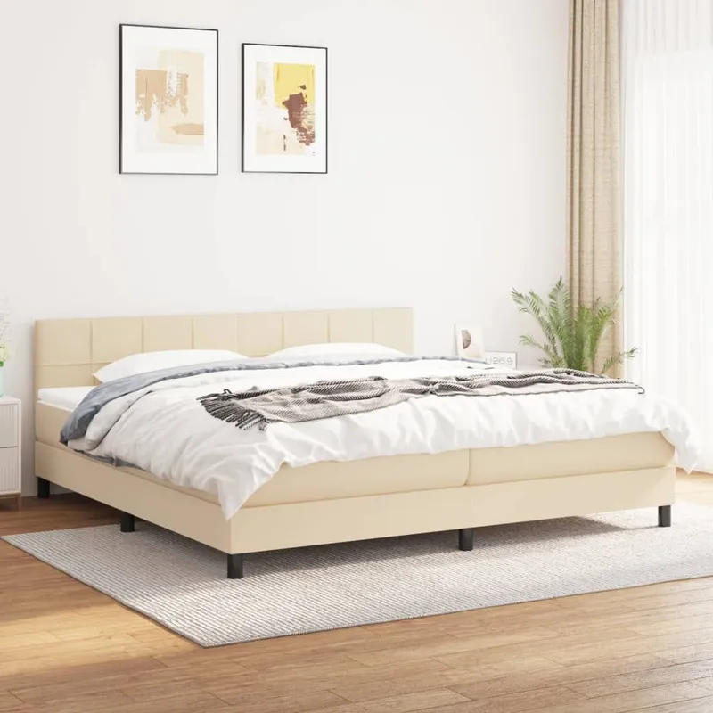 letto boxspring mit Matratze Creme 200x200 cm tessuto