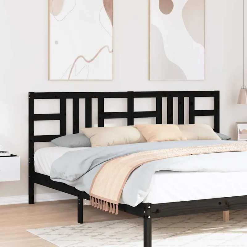Kopfteil black 206x4x100 cm solid pine wood