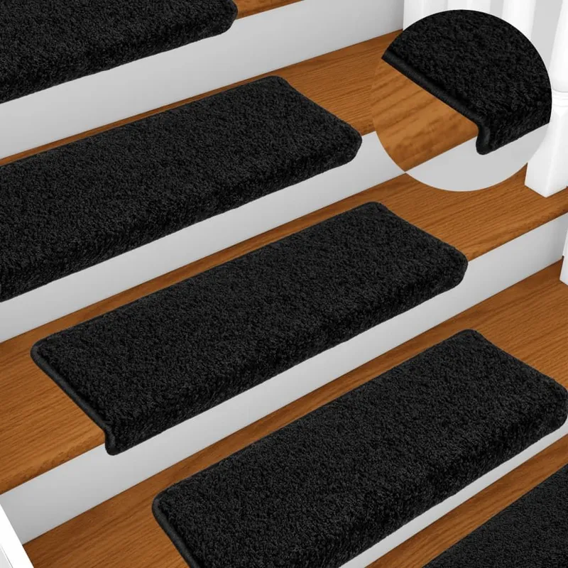 Stufenmatten 10 Stk. 65x21x4 cm Schwarz Rechteckiger Rand