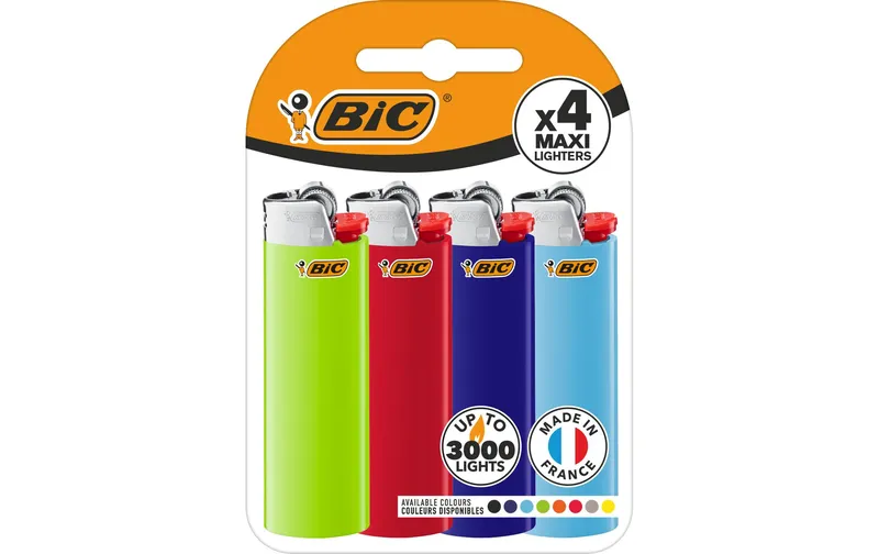 BIC Taschenfeuerzeug Maxi J26 4 pièces Assortiert