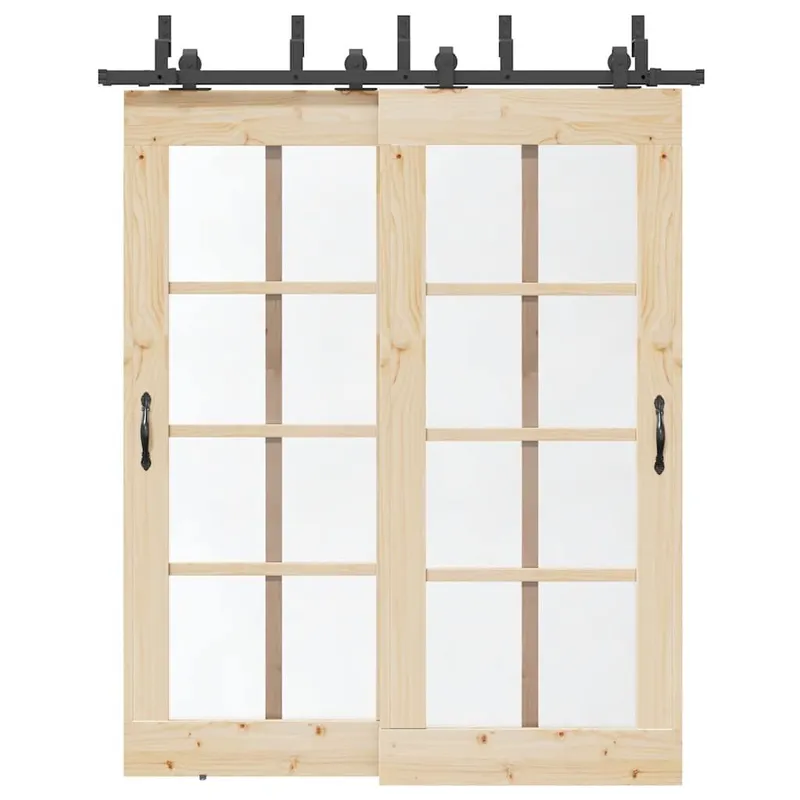 Schiebetürbeschlag-Set 183 cm Stahl Schwarz