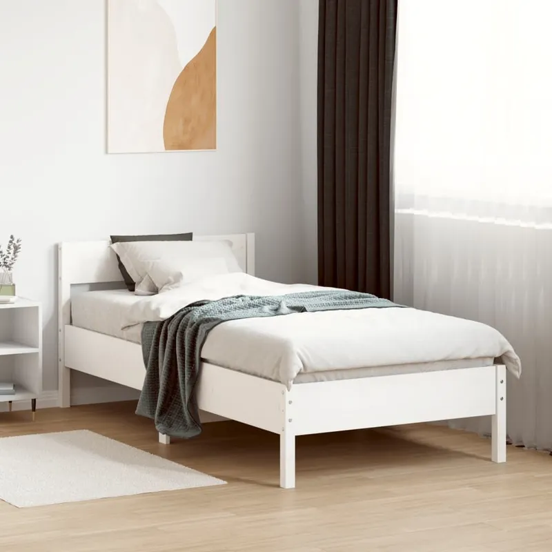 letto in legno massiccio senza materasso bianco 90x200 cm legno di pino