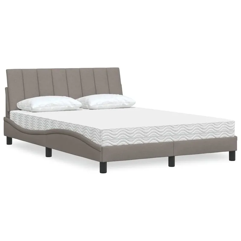 Bett mit Matratze "Hanko" Taupe 140x190 cm tessuto