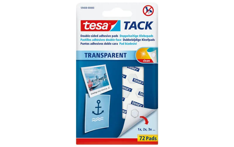 tesa Klebepad TACK 72 pièces, transparent