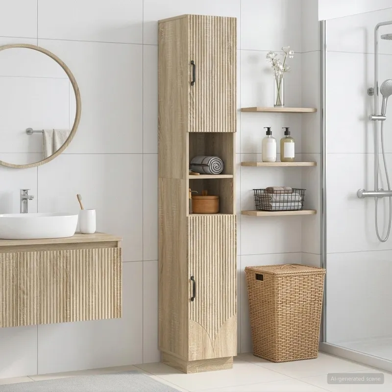 Badezimmerschrank mit offenem Regal HOORN Sonoma-Eiche