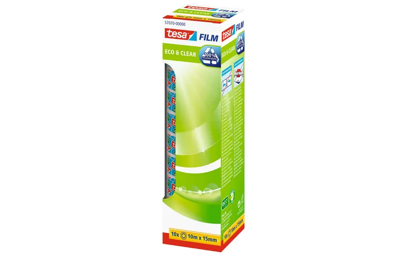 tesa Klebeband Eco&Clear 15 mm x 10 m, transparent, 10 Rollen