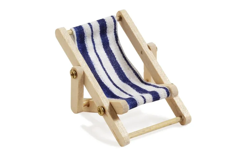HobbyFun Mini-Möbel Liegestuhl 5 x 3.5 cm, blu/bianco