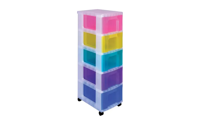 Really Useful Box Schubladenbox 5 x 12 Liter, Transparent/Mehrfarbig