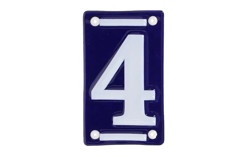 Esschert Design Hausnummer 4 7 cm, blue/white