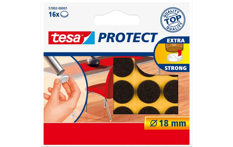 tesa Filzgleiter Protect Ø 18 mm 16 pezzi, marrone