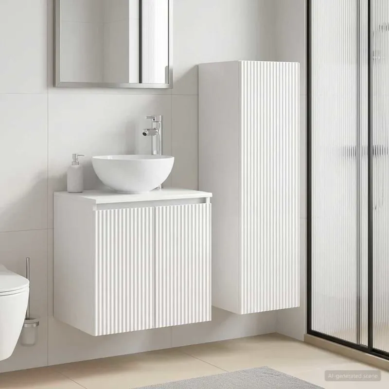 Ensemble de mobilier de salle de bain 2 pc Blanc brillant