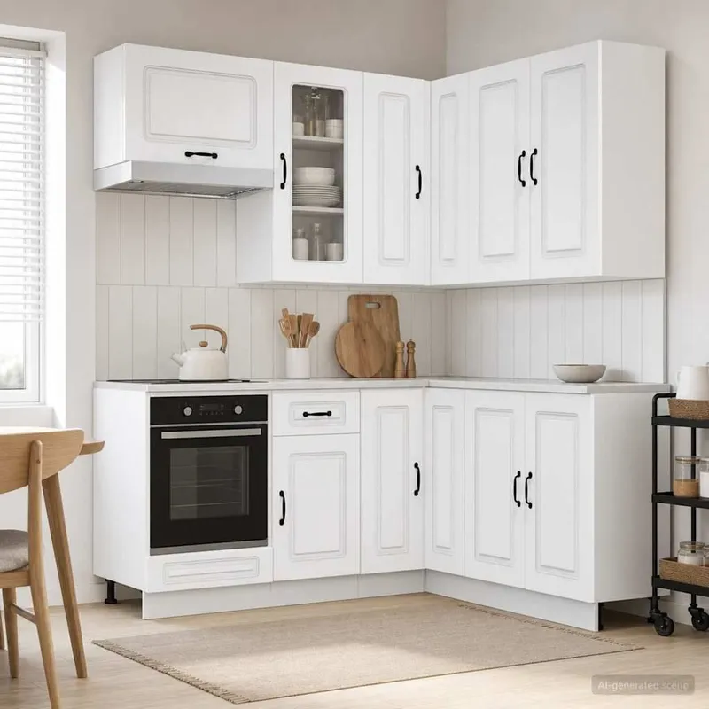 Unité de cuisine KALMAR 8 pc Blanc Bois d'ingénierie