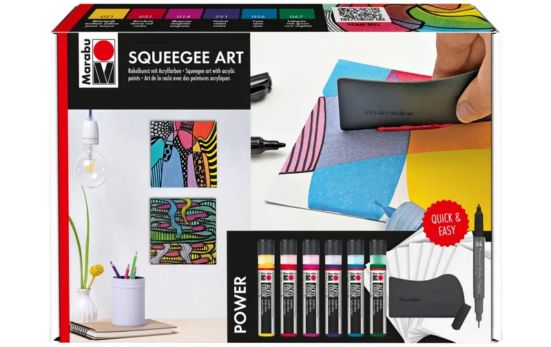 Marabu Acrylfarbe Squeegee Art Acryl Set Power 6 x 25 ml