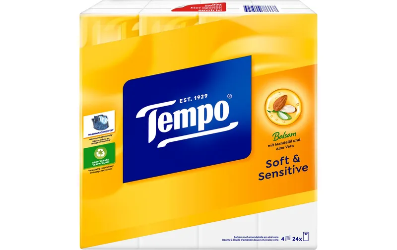 Tempo Taschentücher Soft & Sensitive 4-lagig 24 x 9 Stück