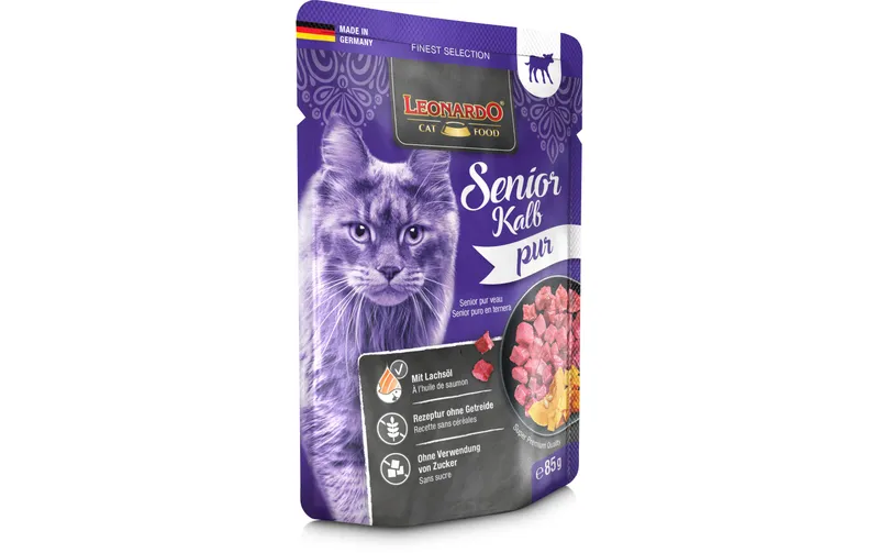 Leonardo Cat Food Nassfutter Senior Kalb Pur, 85 g